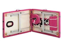Mesa de massagem dobrável em 2 seções aço inoxidável rosa 02_0001809
