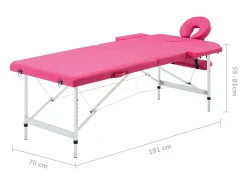 Mesa de massagem dobrável em 2 seções aço inoxidável rosa 02_0001809