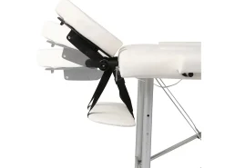 Mesa de massagem dobrável com 3 seções estrutura em aço inoxidável branco creme 02_0001876