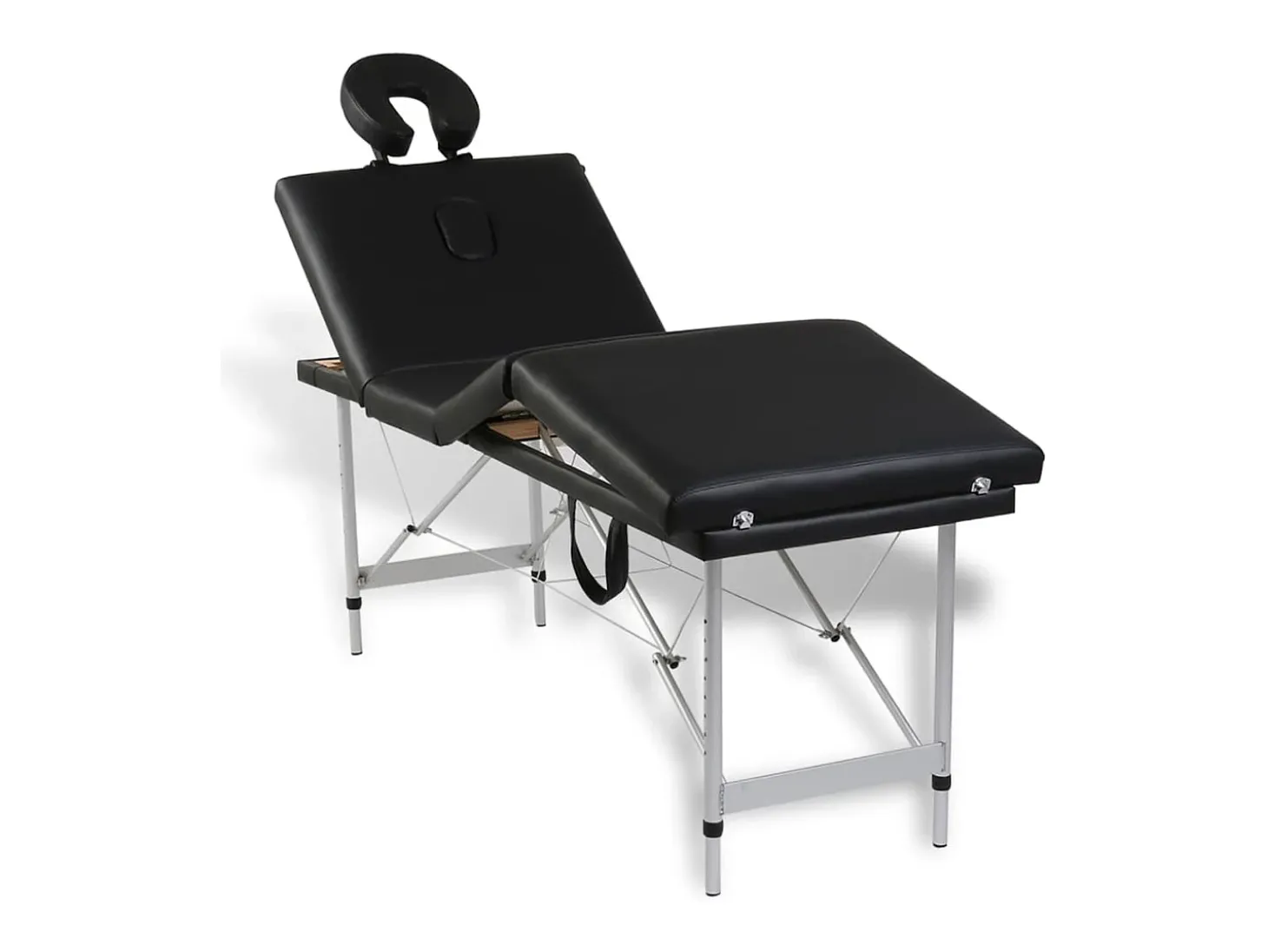 Mesa de massagem dobrável com 4 zonas e estrutura em aço inoxidável preto 02_0001890