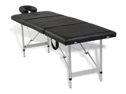 Mesa de massagem dobrável com 4 zonas e estrutura em aço inoxidável preto 02_0001890