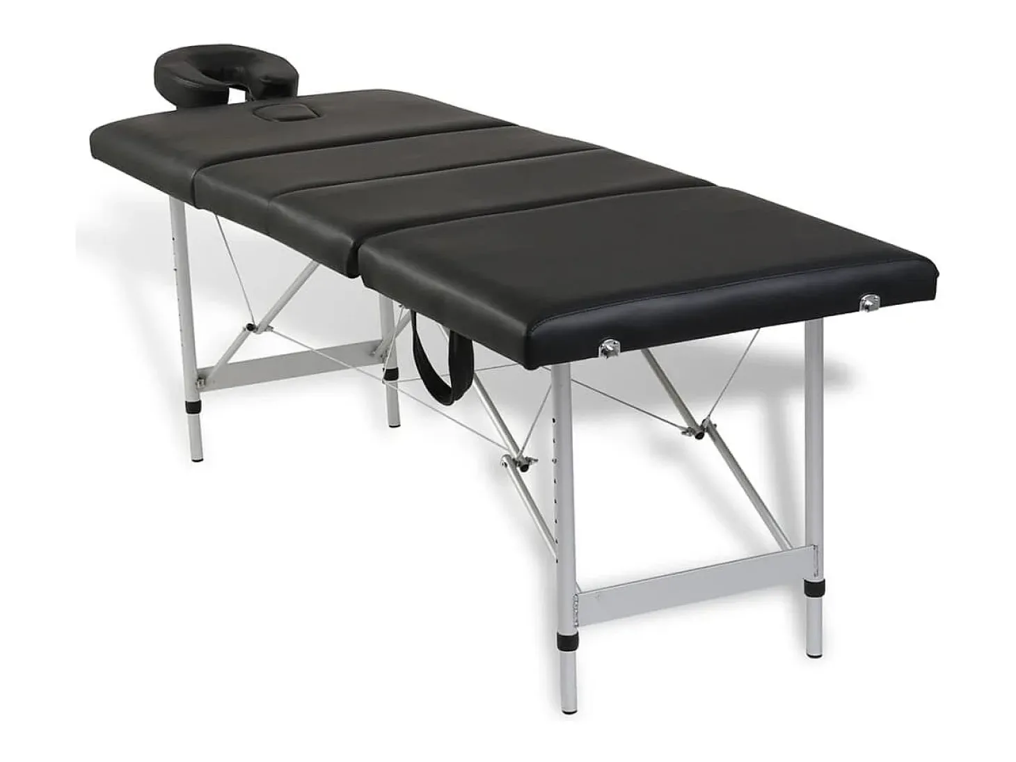 Mesa de massagem dobrável com 4 zonas e estrutura em aço inoxidável preto 02_0001890