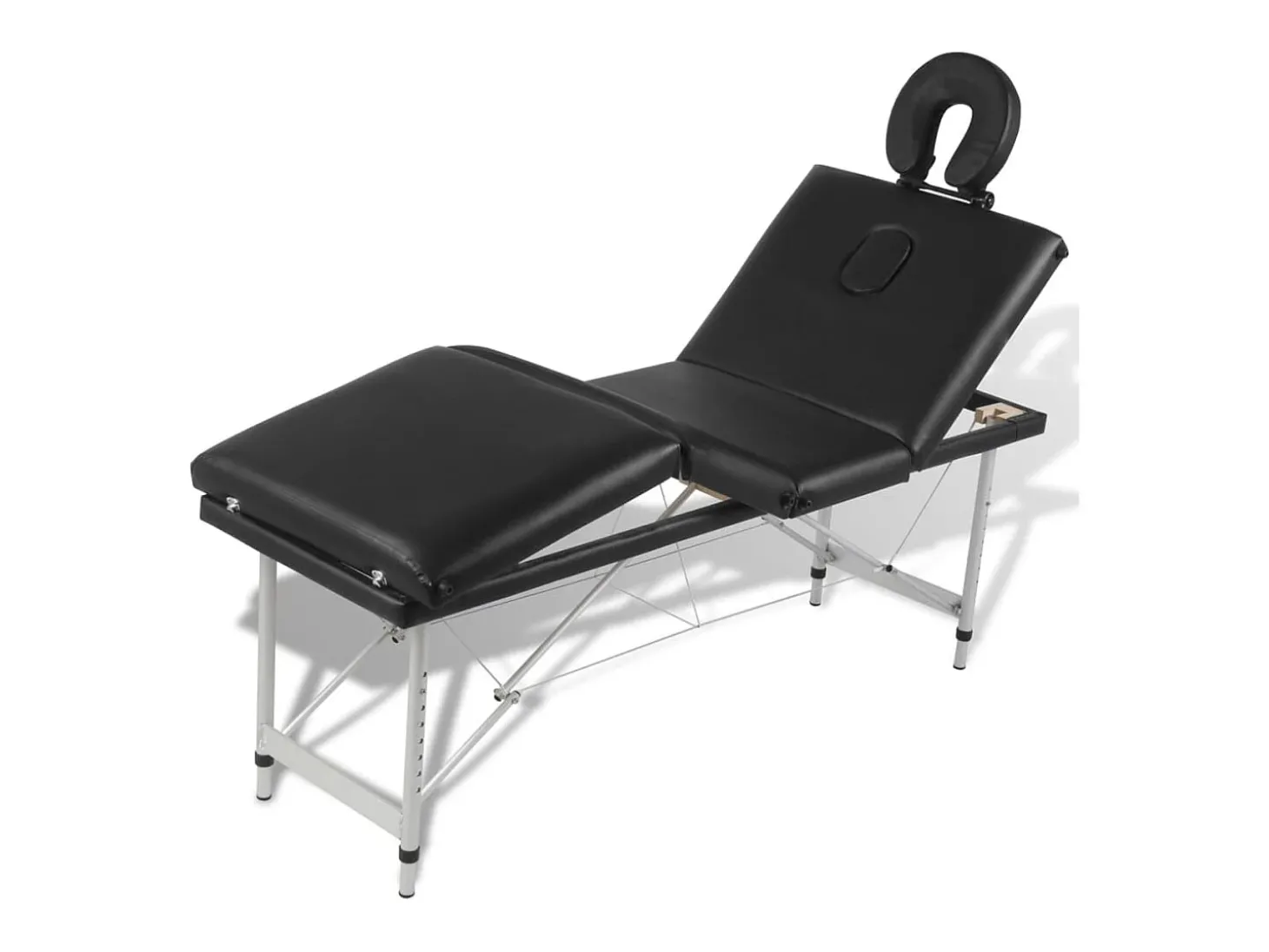 Mesa de massagem dobrável com 4 zonas e estrutura em aço inoxidável preto 02_0001890
