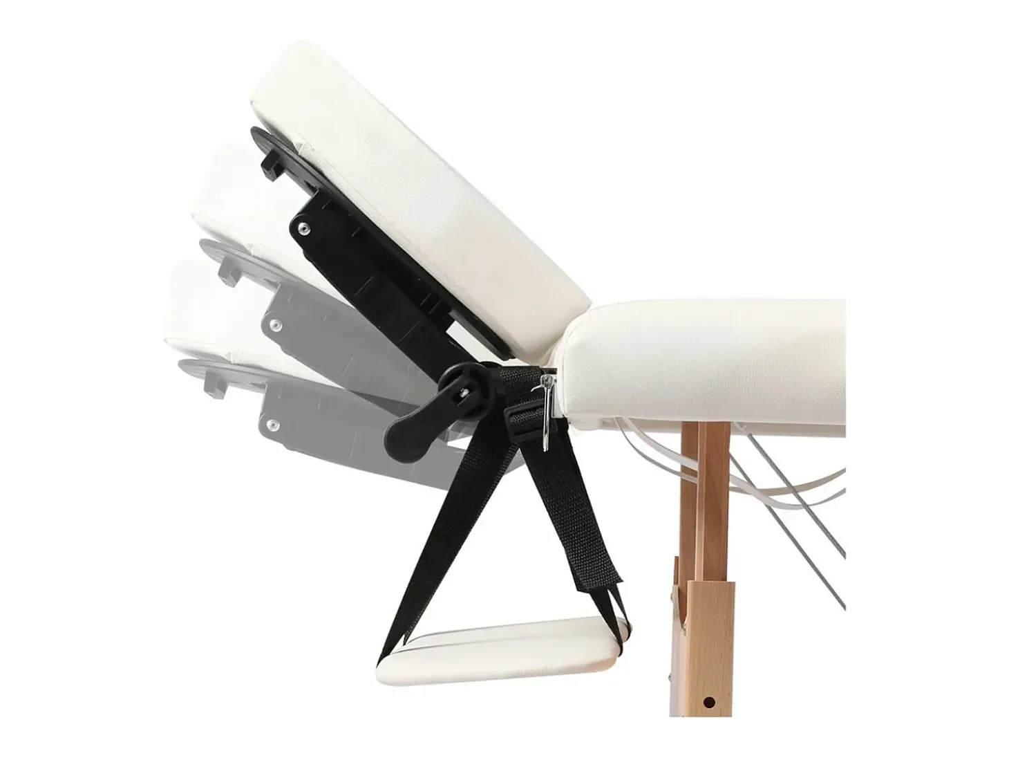 Mesa de massagem dobrável branca de 2 seções com estrutura de madeira creme 02_0001874