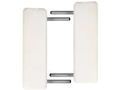 Mesa de massagem dobrável branca 2 seções estrutura em aço inoxidável creme 02_0001875