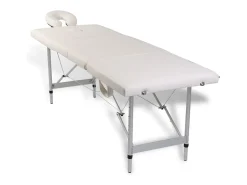 Mesa de massagem dobrável com 4 zonas e estrutura em aço inoxidável branco-creme 02_0001877