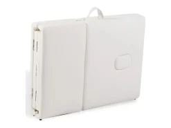 Mesa de massagem dobrável com 4 zonas e estrutura em aço inoxidável branco-creme 02_0001877