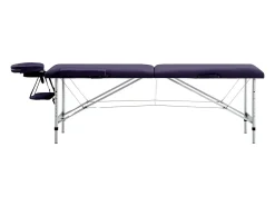 Mesa de massagem dobrável maca de massagem banco sofá terapia cosmética profissional portátil shiatsu reiki 2 zonas alumínio roxo 02_0001810