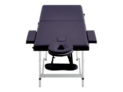 Mesa de massagem dobrável maca de massagem banco sofá terapia cosmética profissional portátil shiatsu reiki 2 zonas alumínio roxo 02_0001810