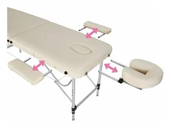 Mesa de massagem portátil dobrável em alumínio com 2 seções + capa bege 2008133