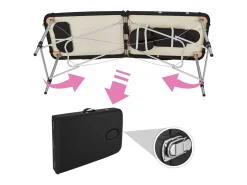 Mesa de massagem portátil dobrável em alumínio com 2 seções + capa preta 2008135