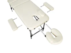 Mesa de massagem portátil dobrável em alumínio com 3 seções + capa bege 2008139