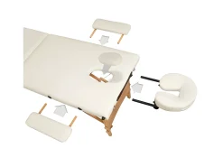 Mesa de massagem revestida em creme com duas zonas e bolsa de transporte profissional qualidade superior 08_0000462