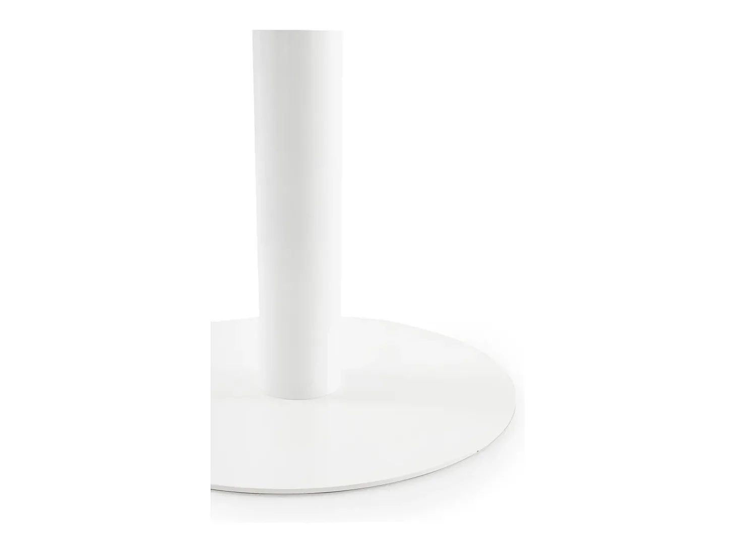 Mesa de melamina em melamina branca 100 diâmetro, base central em metal branco