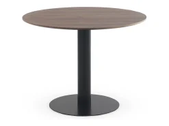 Mesa de melamina em melamina de nogueira 100 diâmetro, base central de metal preta