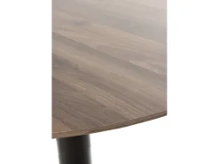Mesa de melamina em melamina de nogueira 100 diâmetro, base central de metal preta
