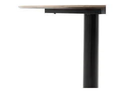 Mesa de melamina em melamina de nogueira 100 diâmetro, base central de metal preta
