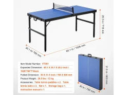 Mesa de Ping-Pong SucceBuy, Mesa de Ping-Pong Plegável, Tamanho Médio, MDF, Uso Interno