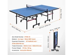 Mesa de Ping-Pong SucceBuy, Tênis de Mesa Profissional, MDF de Interior, Dobrável com Rede de Aperto Rápido, Rodas Bloqueáveis