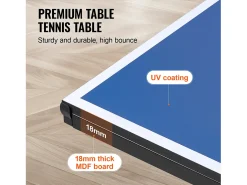 Mesa de Ping-Pong SucceBuy, Tênis de Mesa Profissional, MDF de Interior, Dobrável com Rede de Aperto Rápido, Rodas Bloqueáveis