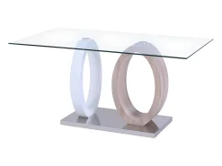 Mesa de refeições AYANE, 6 lugares, tampo em vidro temperado