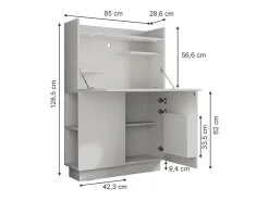 Mesa de secretária branco 85x27x118.9 alena