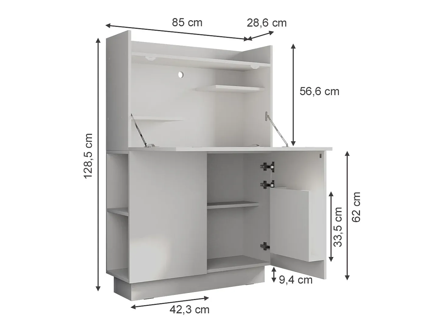 Mesa de secretária branco 85x27x118.9 alena