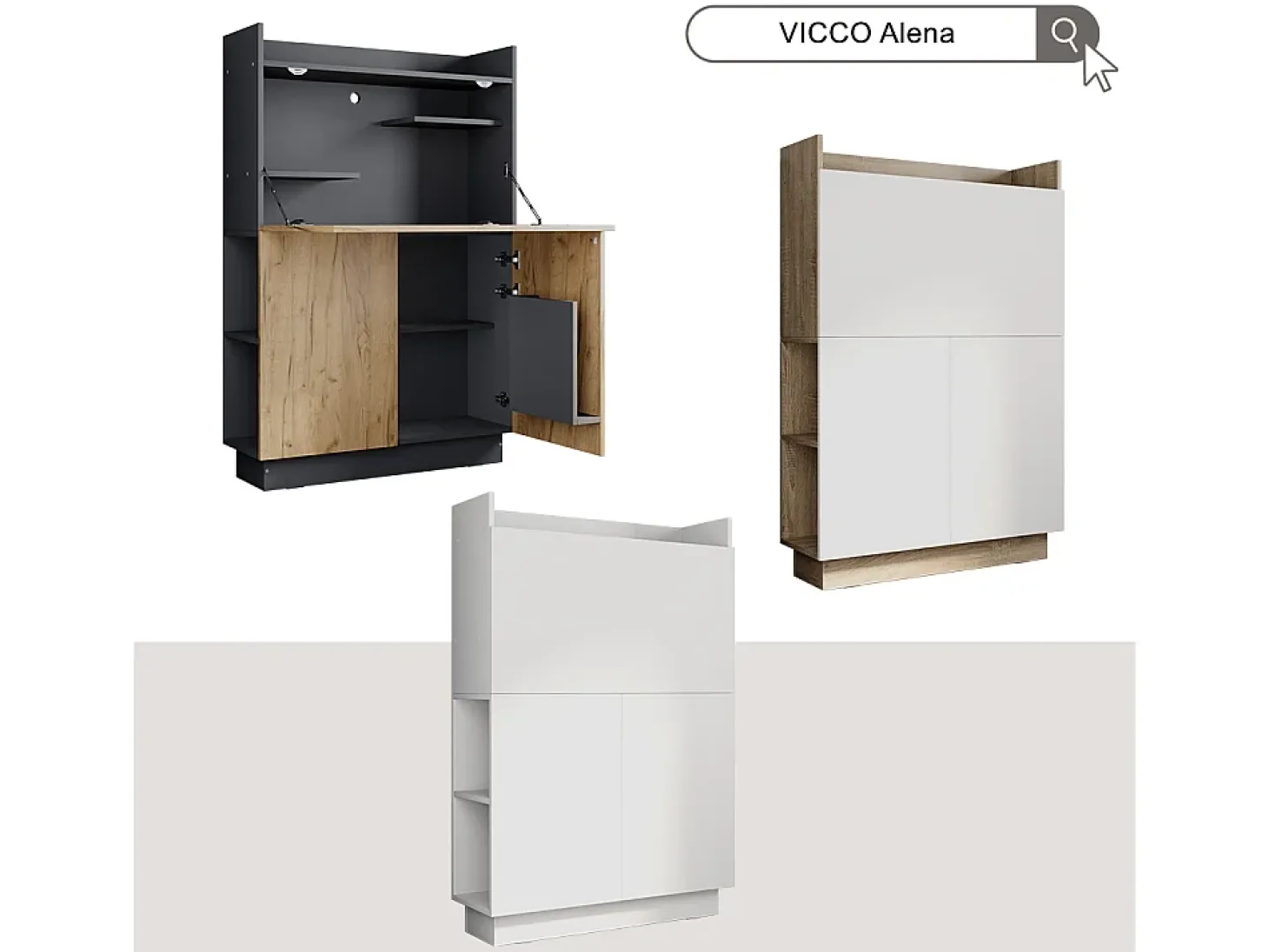 Mesa de secretária branco 85x27x118.9 alena