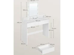 Mesa de toucador 100x40x145 cm branca