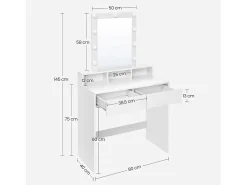 Mesa de toucador 80x40x145 cm branca