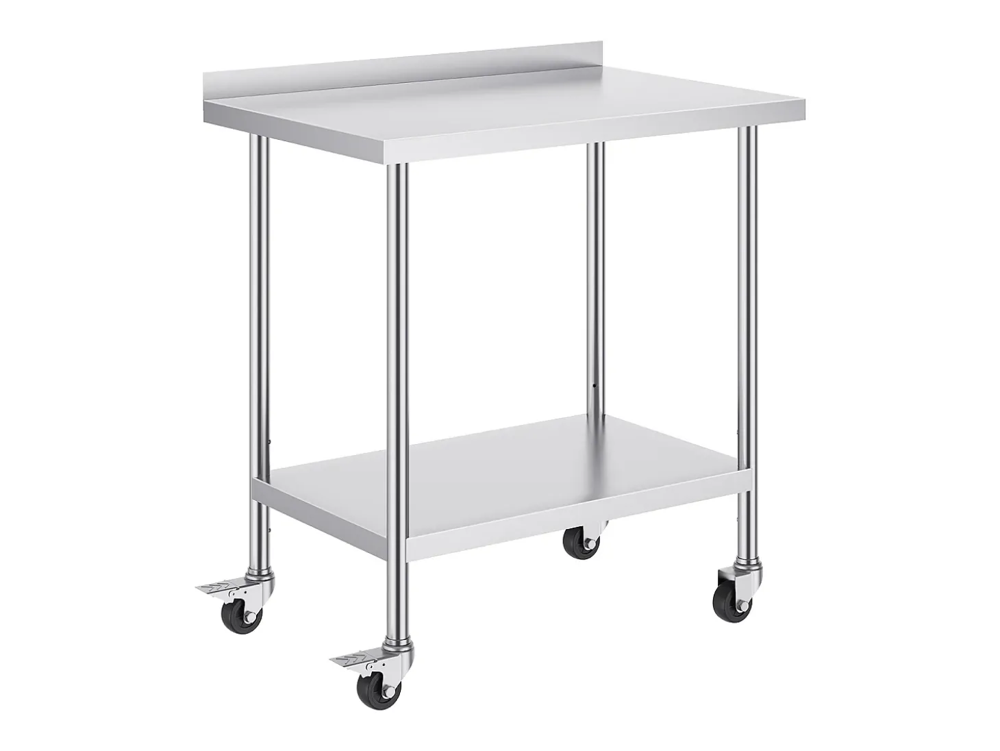Mesa de Trabalho Comercial em Aço Inoxidável SucceBuy, 91,4 x 61 x 100,6 cm, com Rodízios