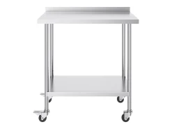 Mesa de Trabalho Comercial em Aço Inoxidável SucceBuy, 91,4 x 61 x 100,6 cm, com Rodízios
