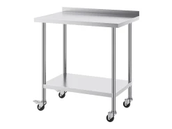 Mesa de Trabalho Comercial em Aço Inoxidável SucceBuy, 91,4 x 61 x 100,6 cm, com Rodízios