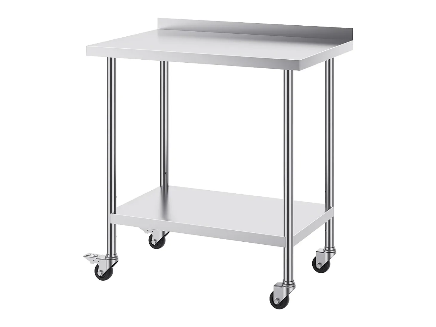 Mesa de Trabalho Comercial em Aço Inoxidável SucceBuy, 91,4 x 61 x 100,6 cm, com Rodízios