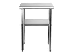 Mesa de Trabalho de Aço Inox SucceBuy, 61 x 61 x 85 cm, Mesa de Preparação de Alimentos Comercial com Rodas