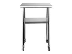 Mesa de Trabalho de Aço Inox SucceBuy, 61 x 61 x 85 cm, Mesa de Preparação de Alimentos Comercial com Rodas