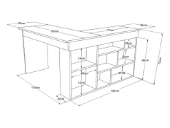 Mesa de trabalhoDfavasul, Mesa de trabalho multiusos, Mesa de escritório com suporte para PC, Bancada, 129x120h72 cm, Carvalho e Branco