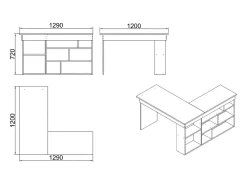 Mesa de trabalhoDfavasul, Mesa de trabalho multiusos, Mesa de escritório com suporte para PC, Bancada, 129x120h72 cm, Carvalho e Branco