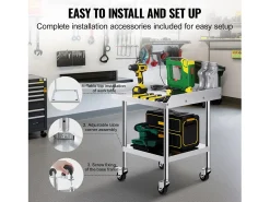 Mesa de Trabalho SucceBuy Mesa de Trabalho em Aço Inoxidável 60.96 x 60.96 cm, Mesa de Preparação de Alimentos Comercial para Serviços Pesados