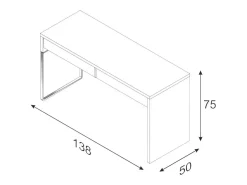Mesa Dfattor, mesa de escritório multifuncional reversível, mesa de estudo para PC com 2 gavetas, 138x50h75 cm, branca