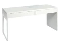 Mesa Dfattor, mesa de escritório multifuncional reversível, mesa de estudo para PC com 2 gavetas, 138x50h75 cm, branca