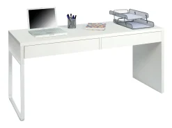 Mesa Dfattor, mesa de escritório multifuncional reversível, mesa de estudo para PC com 2 gavetas, 138x50h75 cm, branca