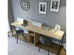 Mesa Dferguso, Mesa multiuso, Mesa de escritório com suporte para PC, Bancada, 240x60h74 cm, Carvalho