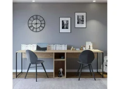 Mesa Dferguso, Mesa multiuso, Mesa de escritório com suporte para PC, Bancada, 240x60h74 cm, Carvalho