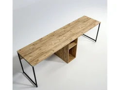 Mesa Dferguso, Mesa multiuso, Mesa de escritório com suporte para PC, Bancada, 240x60h74 cm, Carvalho
