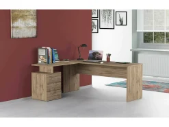 Mesa Dguarin, Mesa de canto para PC, Mesa de escritório multiuso, Mesa multiposições que economiza espaço, 100% Fabricado na Itália, 160x60h75 cm, Carvalho