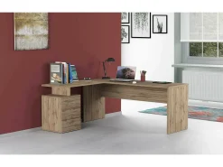 Mesa Dguarin, Mesa de canto para PC, Mesa de escritório multiuso, Mesa multiposições que economiza espaço, 100% Fabricado na Itália, 160x60h75 cm, Carvalho