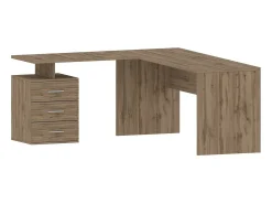 Mesa Dguarin, Mesa de canto para PC, Mesa de escritório multiuso, Mesa multiposições que economiza espaço, 100% Fabricado na Itália, 160x60h75 cm, Carvalho