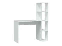 Mesa Dlup, Mesa linear com estante, Mesa de escritório multifuncional que economiza espaço, 110x50h136 cm, Branco