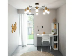 Mesa Dlup, Mesa linear com estante, Mesa de escritório multifuncional que economiza espaço, 110x50h136 cm, Branco